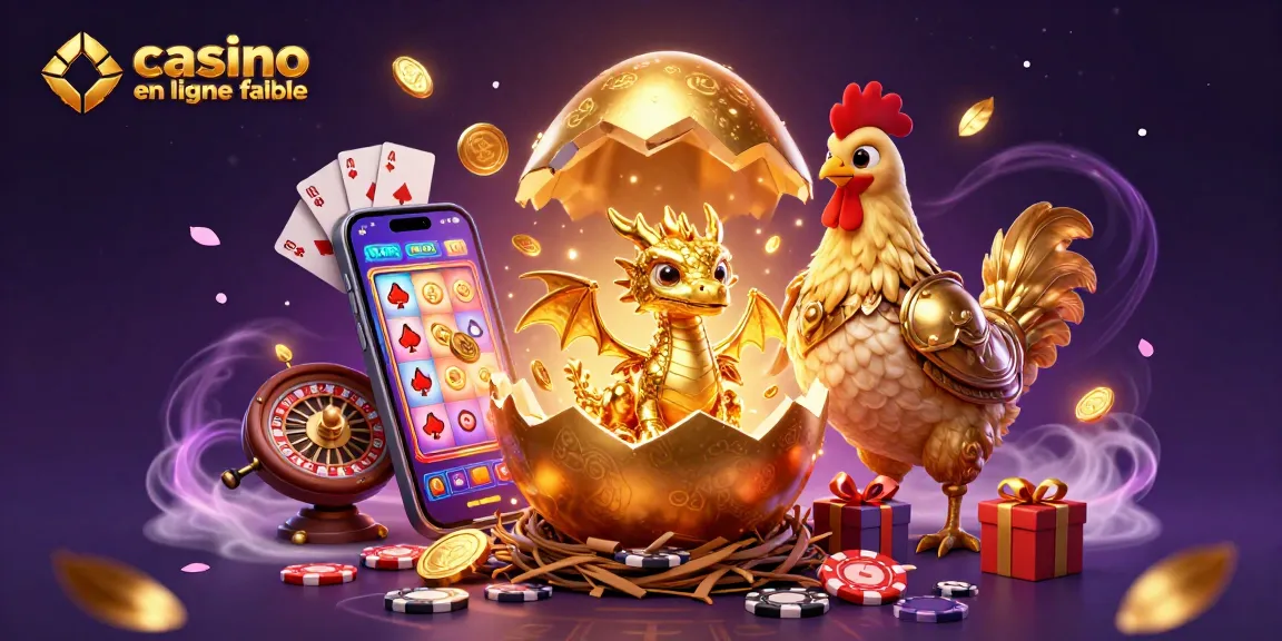 Jouez dans un casino en ligne fiable avec des gains représentés par un œuf doré et un dragon en cristal.