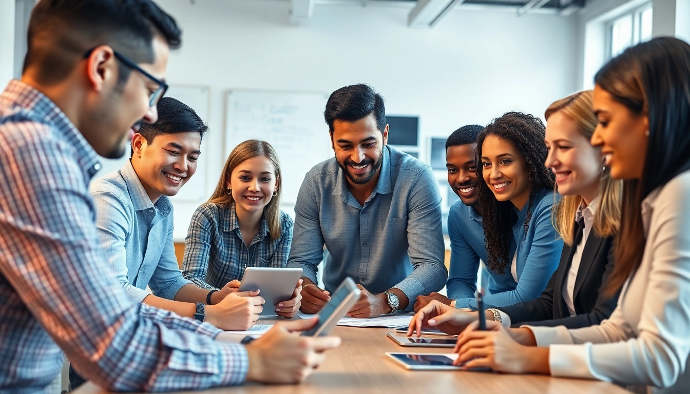 Find msp companies near me effectively collaborating in a professional office setting.