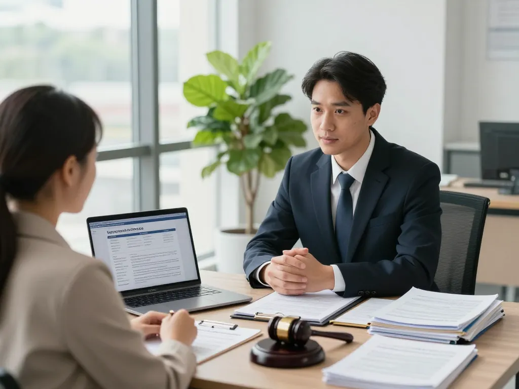 New York City Personal Injury Lawyer consulting with a client in a modern office, emphasizing accessibility and professionalism.