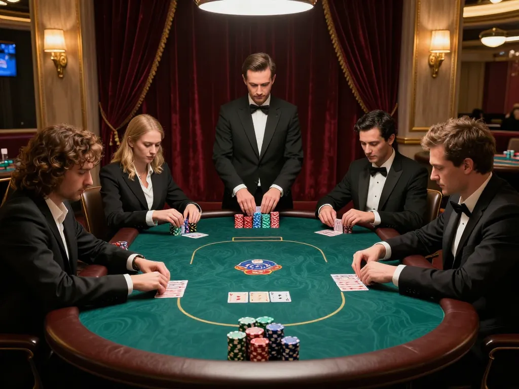 Sunwin players engaged in a high-stakes poker game at a luxury casino table.