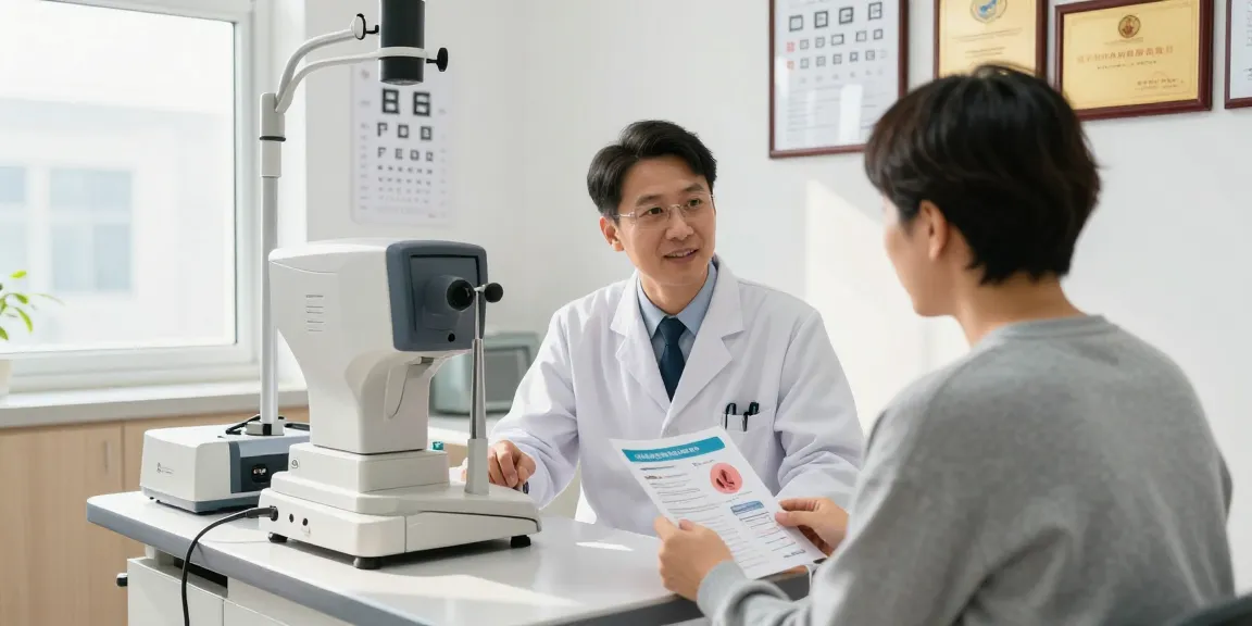 Understanding glaucoma symptoms with expert guidance from an ophthalmologist in a bright clinic.
