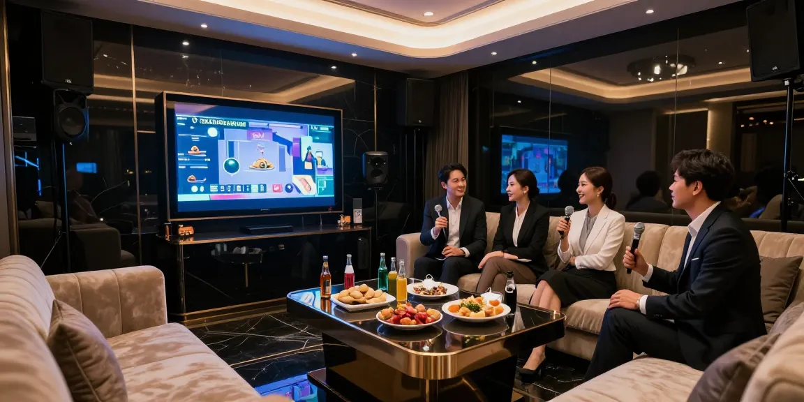 강남쩜오 고급스러운 노래방에서 비즈니스 미팅을 즐기는 모습