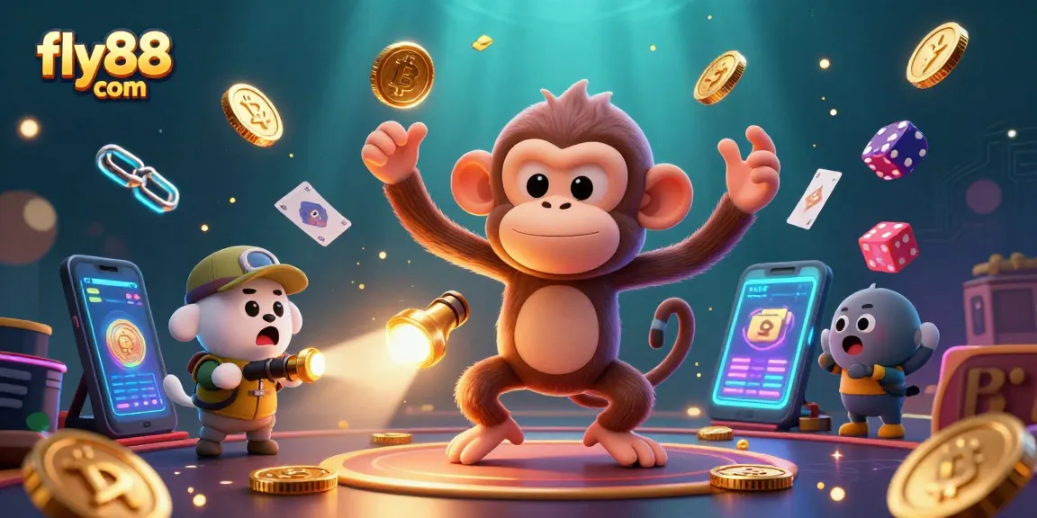 Join the excitement at fly88 com, where a mischievous monkey juggles coins in a lively casino.