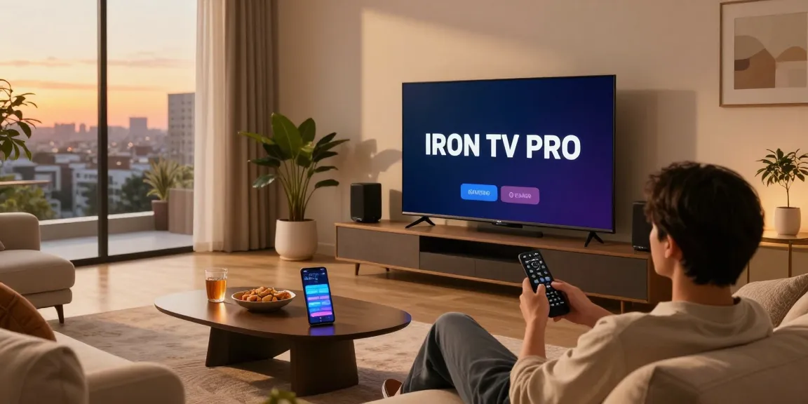 Enjoying IRON TV PRO streaming experience in a modern living room.