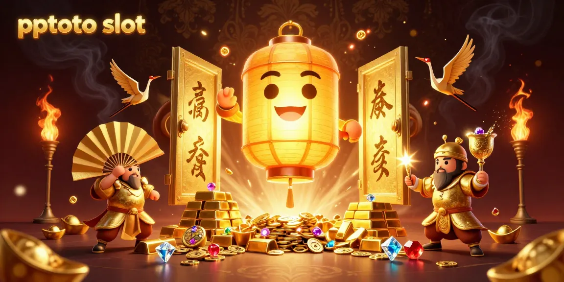 Menang di permainan pptoto slot dengan suasana kasino malam pasar yang megah.