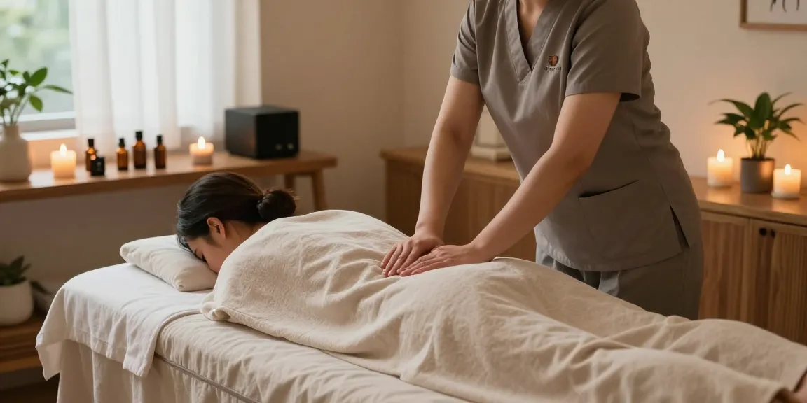 마사지 중인 고객과 테라피스트, 아늑한 스파 환경에서의 편안한 분위기