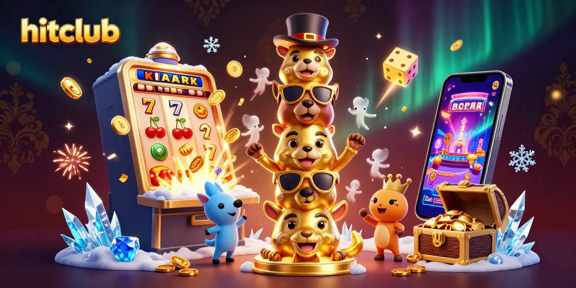Experience excitement at Hitclub with a vibrant illustration of a golden totem and dynamic casino elements.