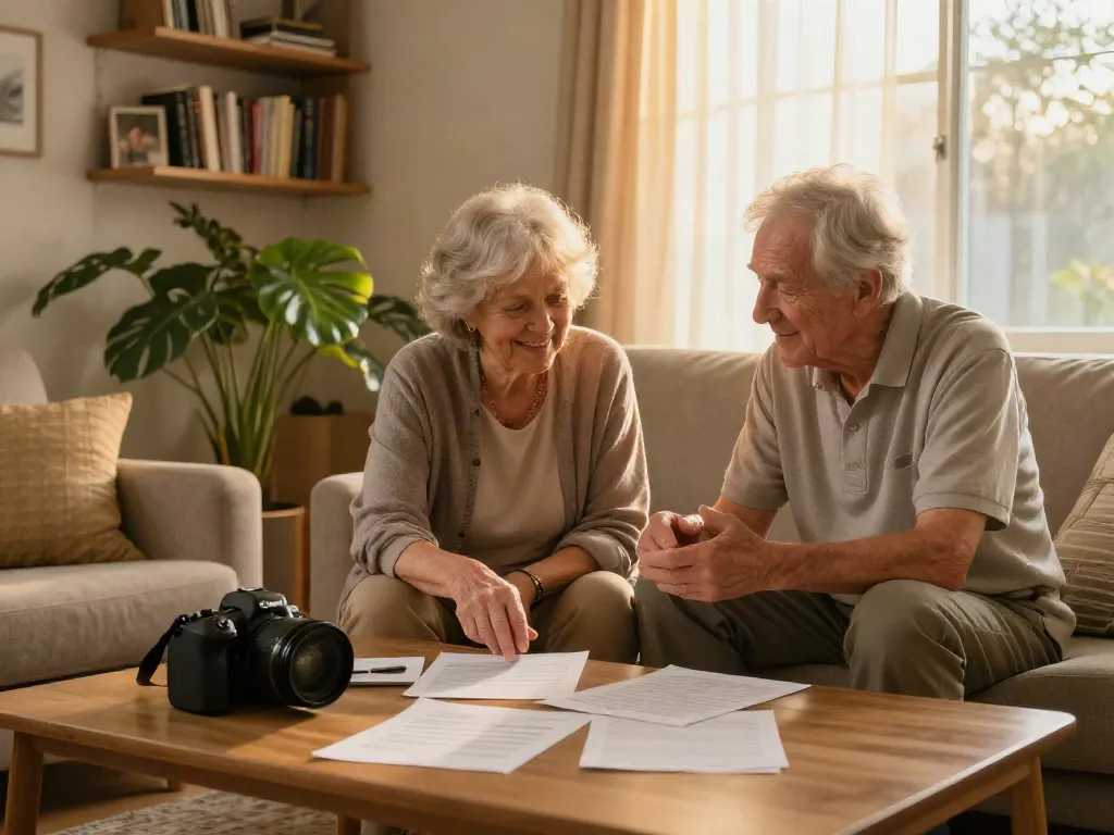 Couple discussing which banks offer reverse mortgages in Australia in a cozy setting.