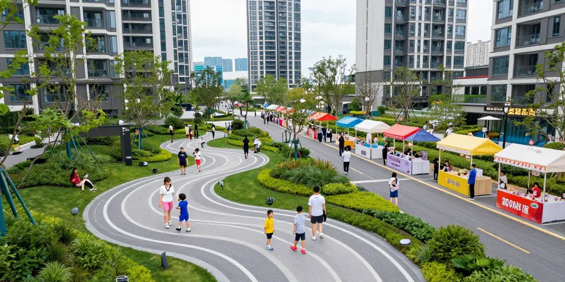 Dover Residences high-rise condominium with family enjoying the park and vibrant community life.