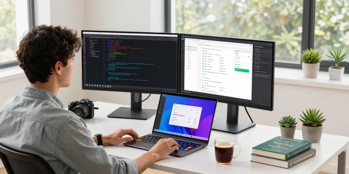 Developer focused on React code at a modern workspace, showcasing the best React development course 2025.