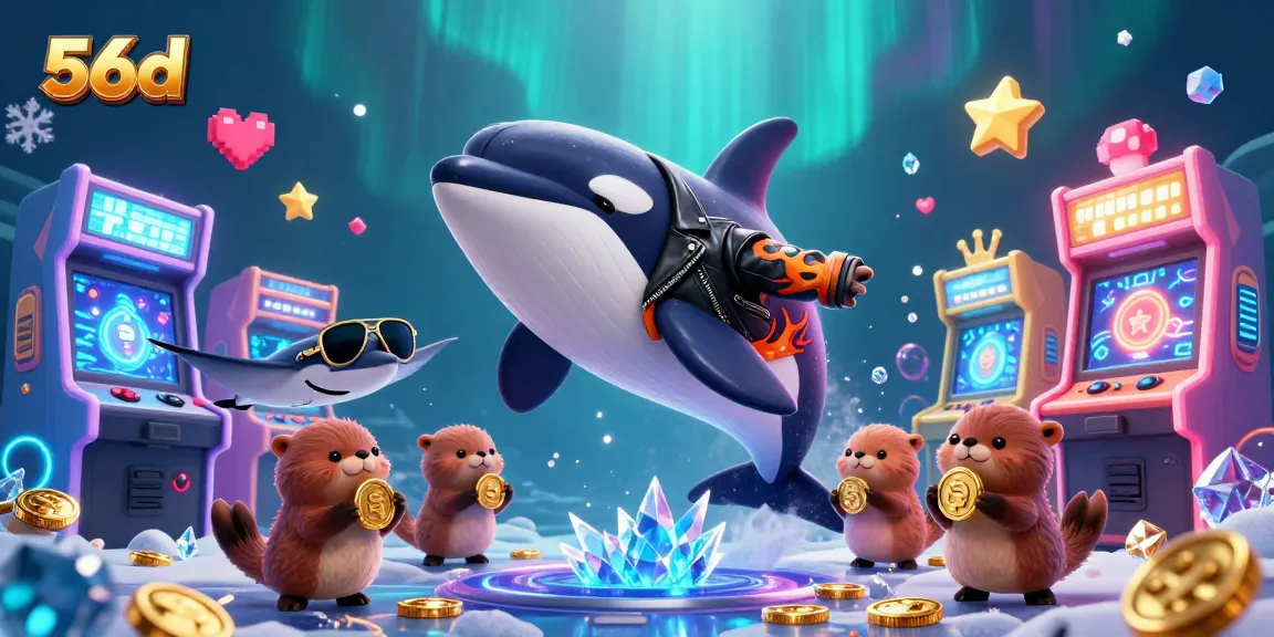 Experience the excitement of 56d with a lively scene of characters and casino elements in this vibrant underwater illustration.