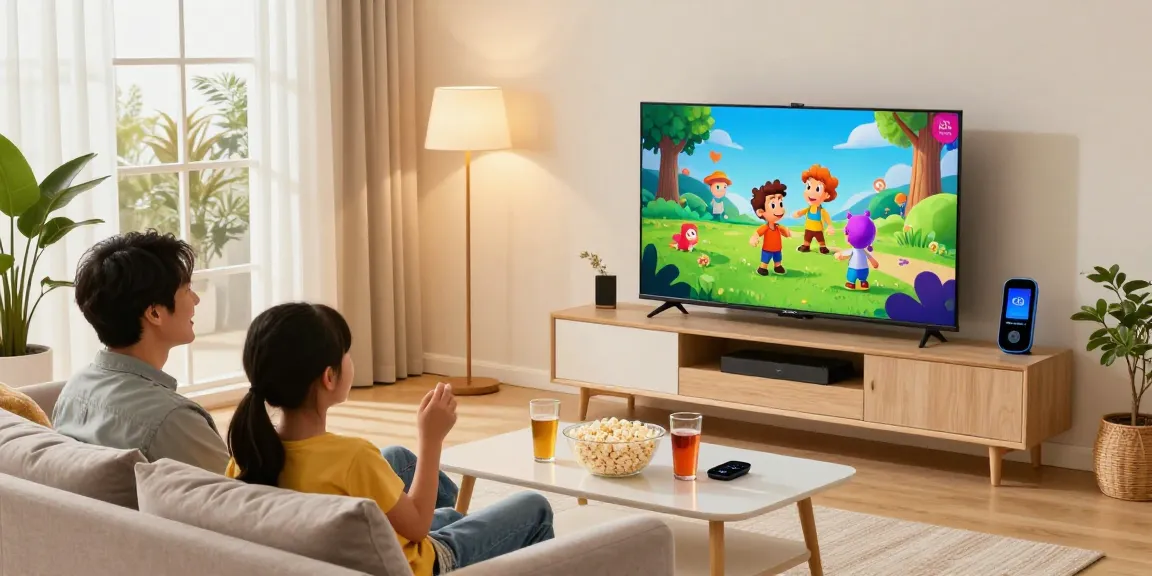 Famille profitant de l'expérience de streaming IRON TV PRO dans un salon moderne