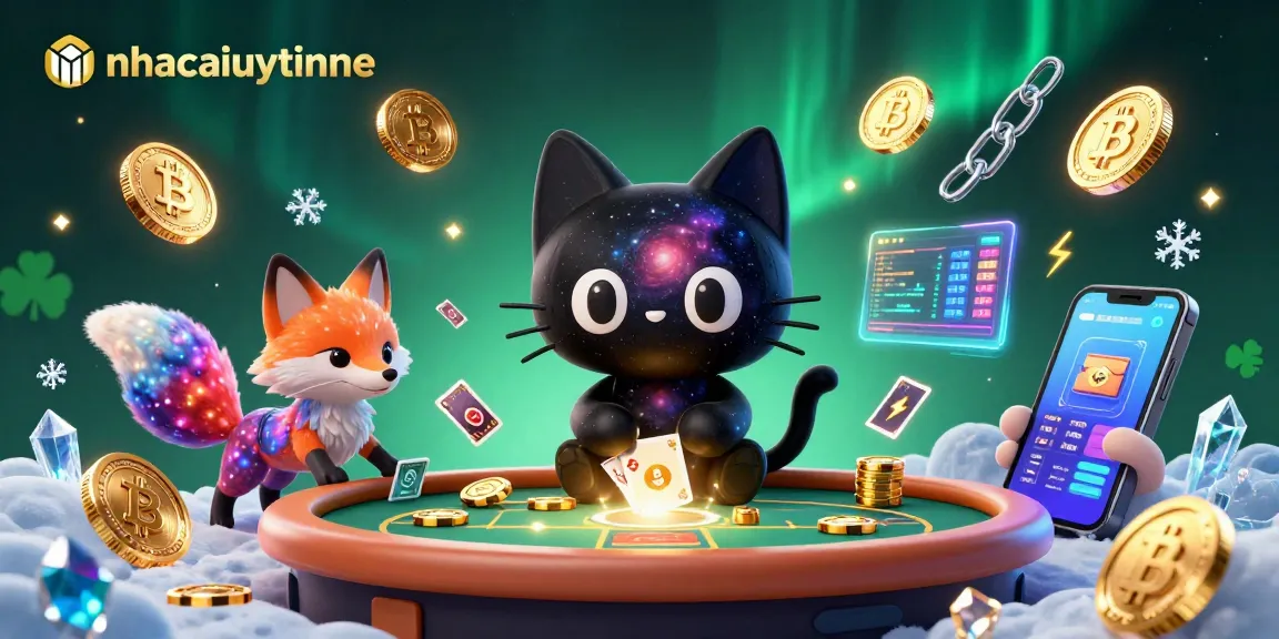 Experience thrilling gameplay at nhacaiuytinne as a cosmic cat attracts golden chips during a vibrant casino scene.