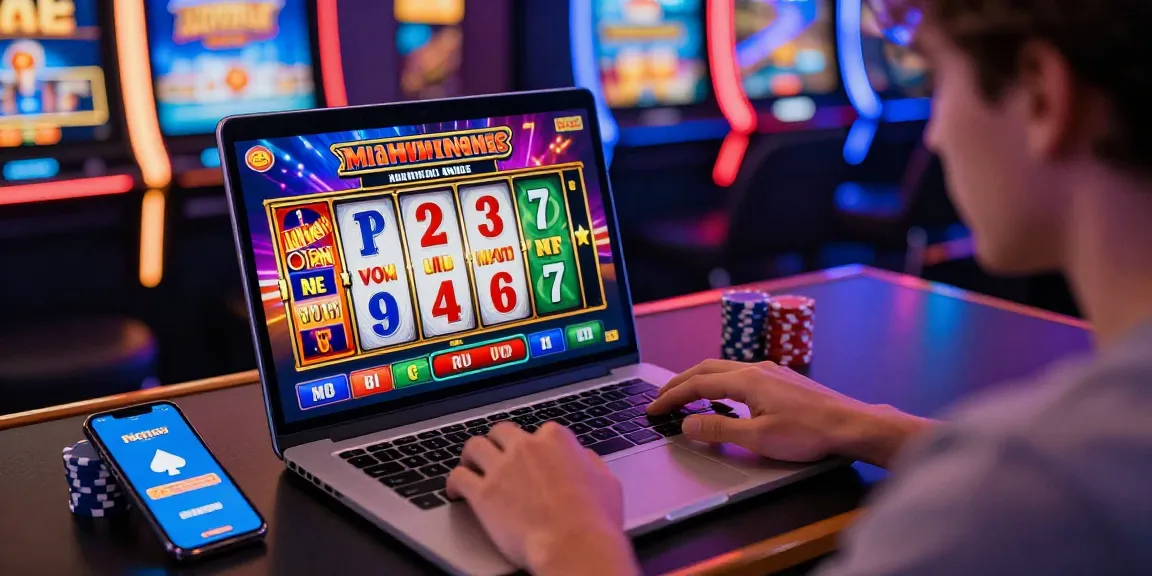 Spin Million Casino gaming scene with a player engaged in lively slot machines, vibrant colours, and digital promotions.
