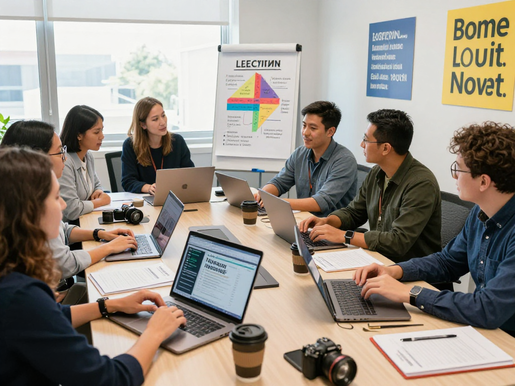 Political SMS marketing strategy session with a diverse team analyzing voter data around a conference table