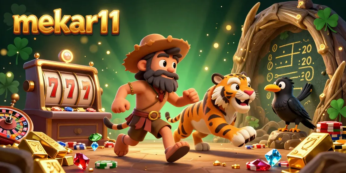Mekar11 captures a thrilling gaming scene with caveman casino elements and exciting gambling activities.