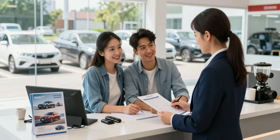 FlexRent car rental office assisting customers with vehicle options and paperwork.