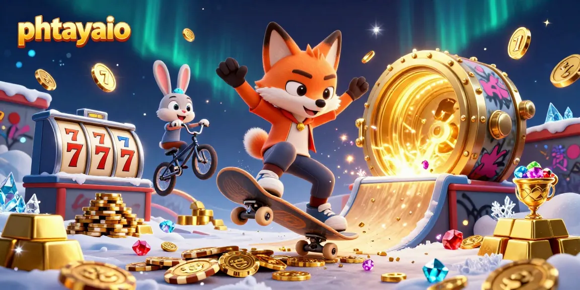 Phtayaio offers exciting gambling action with vibrant 3D characters amidst casino elements and treasures.