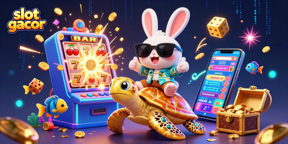 Experience the excitement of slot gacor with playful characters celebrating jackpot wins surrounded by dazzling casino elements.