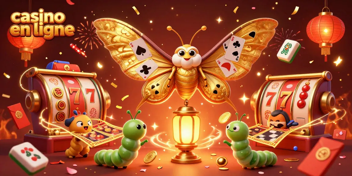 Vivez une expérience de jeux emblématiques dans le casino en ligne avec des symboles dorés et des lanternes.