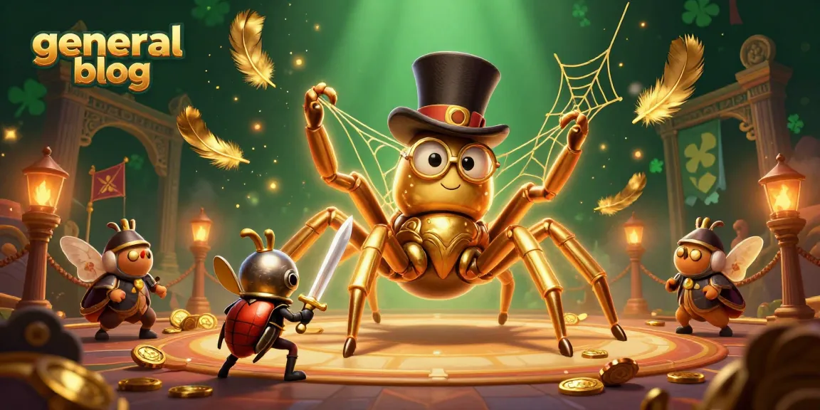 Engage in the vibrant world of a general blog connecting gambling culture with a golden tarantula and knight.