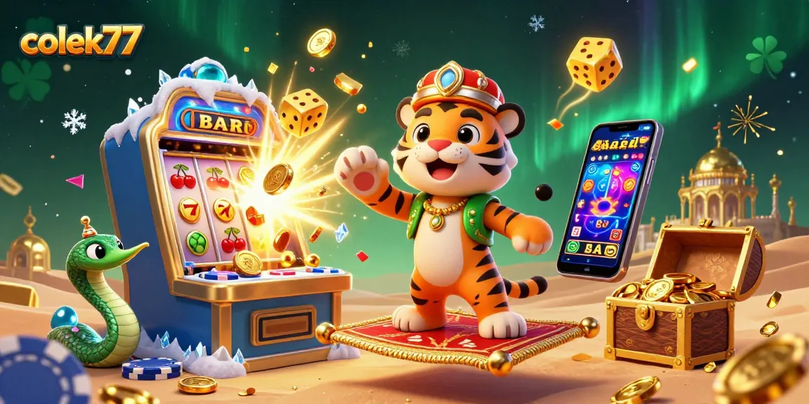 Experience thrilling wins with colek77's vibrant casino scene featuring luck, excitement, and fortune.