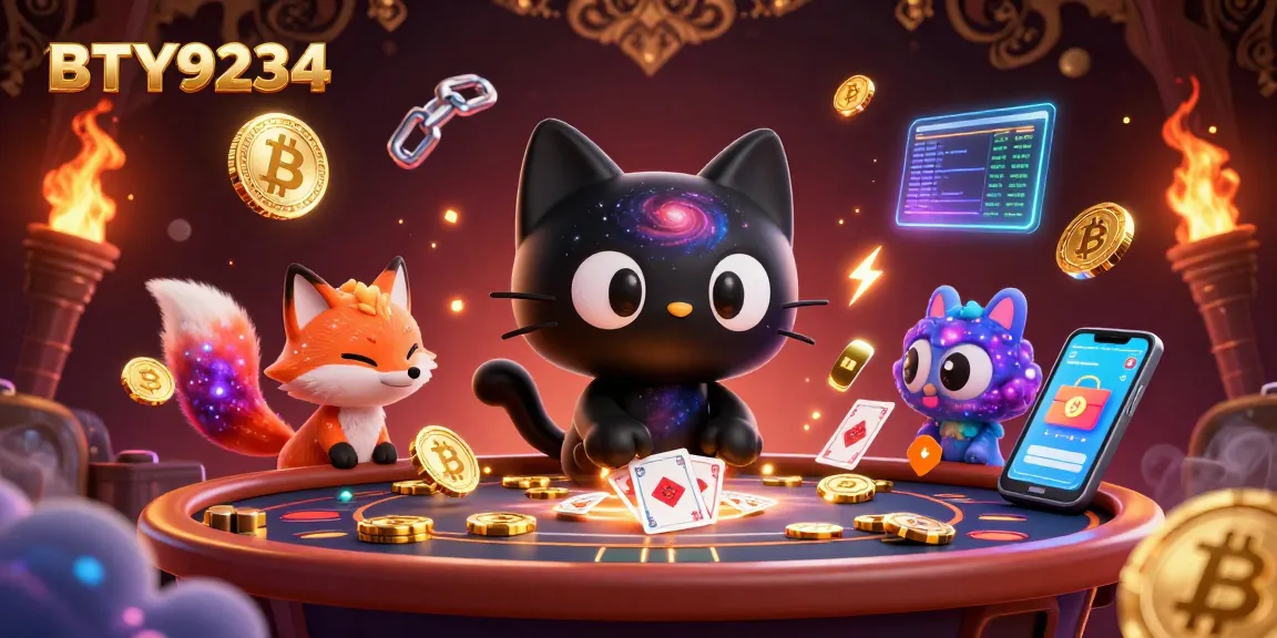 Experience the cosmic charm of BTY9234 as the black hole cat draws in golden chips and cards.