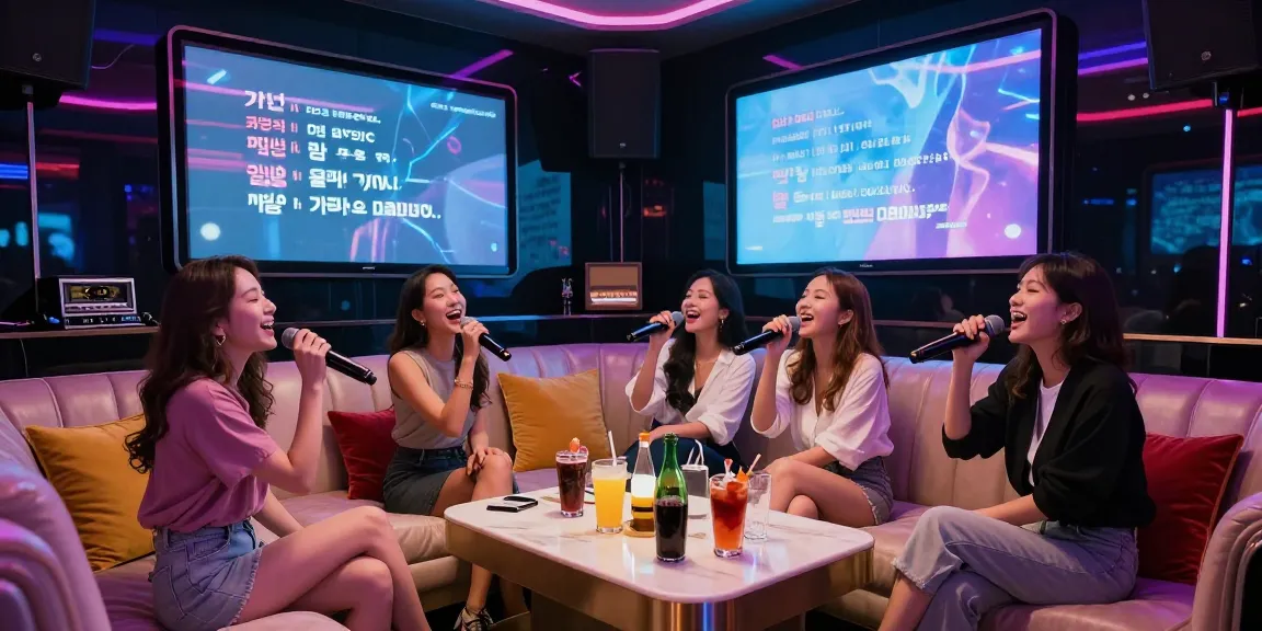 강남 가라오케에서 친구들과 함께 노래를 부르는 즐거운 모습