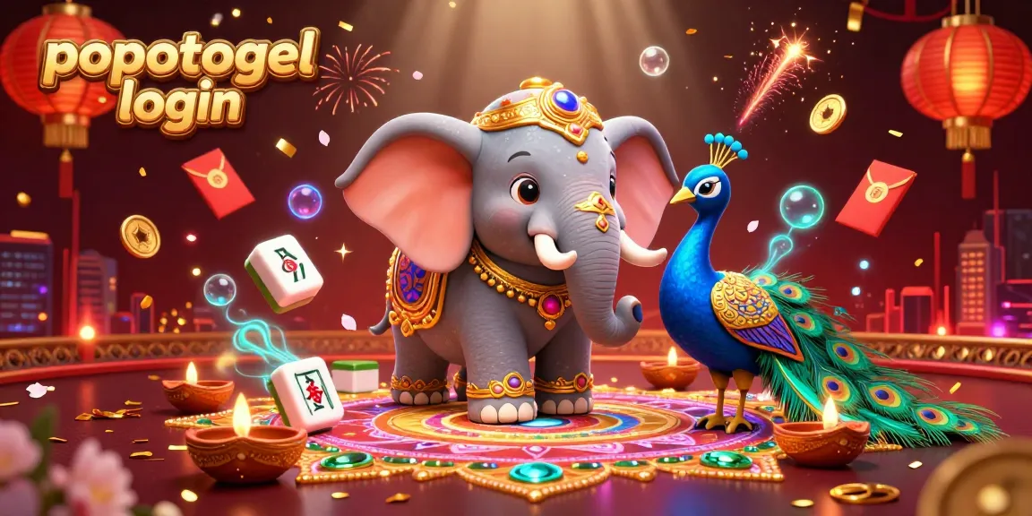 Win big with popotogel login at this vibrant online gambling illustration full of action and excitement.