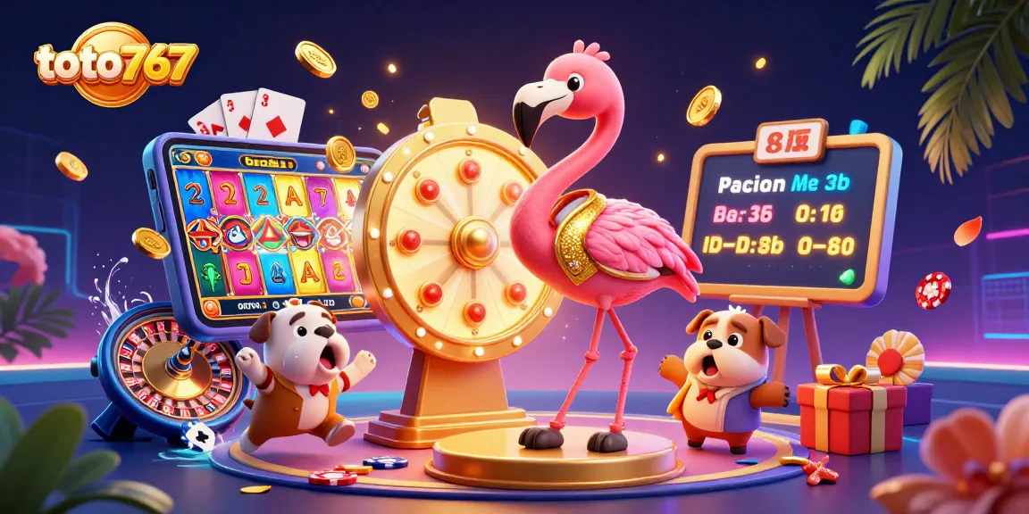Mainkan toto767 dengan slot yang mengasyikkan dari smartphone, dikelilingi hadiah dan suasana ceria.