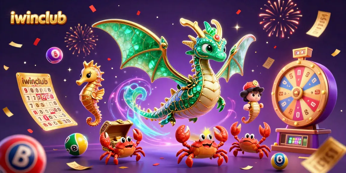 Engage with iwinclub's vibrant lottery scene featuring a majestic sea dragon and thrilling prizes.