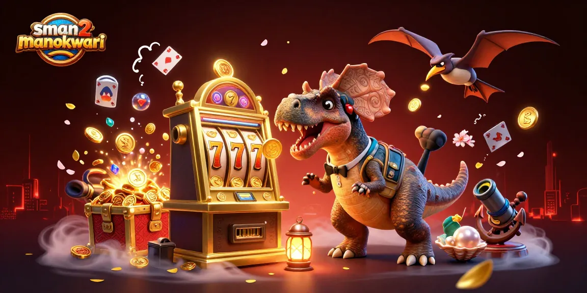 Mesin slot menang besar dalam permainan sman2manokwari dengan dinosaurus yang beraksi.