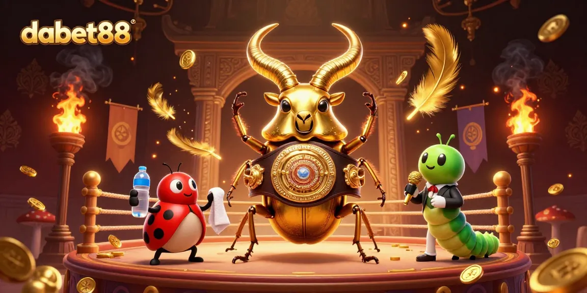 Engage in the exciting world of dabet88 with a dynamic 3D illustration of a boxing beetle, embodying the thrill of online gaming.