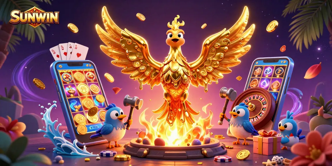 Experience thrilling gameplay with SUNWIN, featuring a molten phoenix and exciting casino elements.