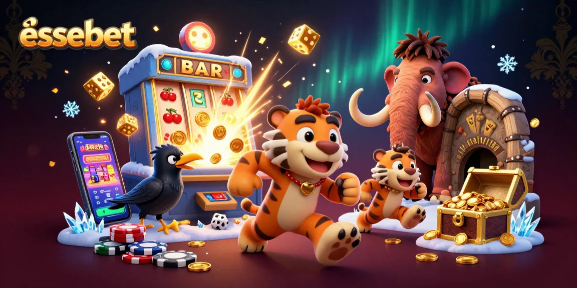 Engage in thrilling gaming at the essebet prehistoric casino featuring dynamic characters and casino elements.