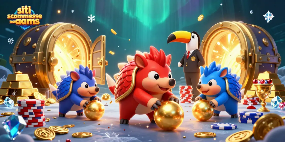 Siti scommesse non AAMS: divertiti con pangolini avversari che giocano con chips da poker e premi d'oro.