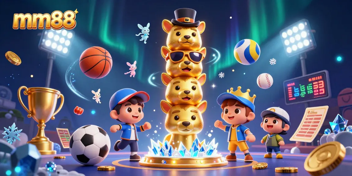 Experience the thrill of mm88 with dynamic sports action and vibrant casino elements in this captivating illustration.
