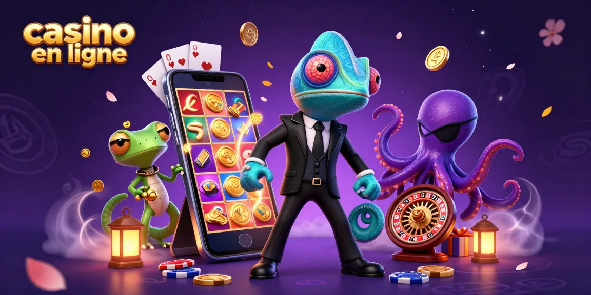 Profitez des jeux de casino en ligne avec un caméléon, un gecko et un poulpe dans un décor immersif.