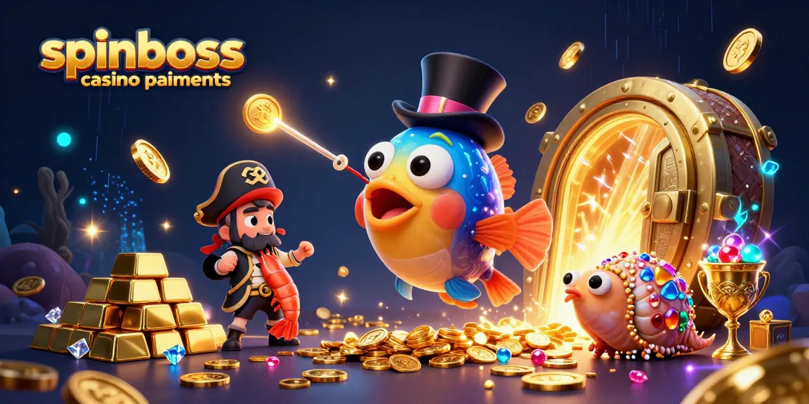 Découvrez les paiements au SpinBoss Casino avec une création captivante illustrant l'anguille et des trésors.