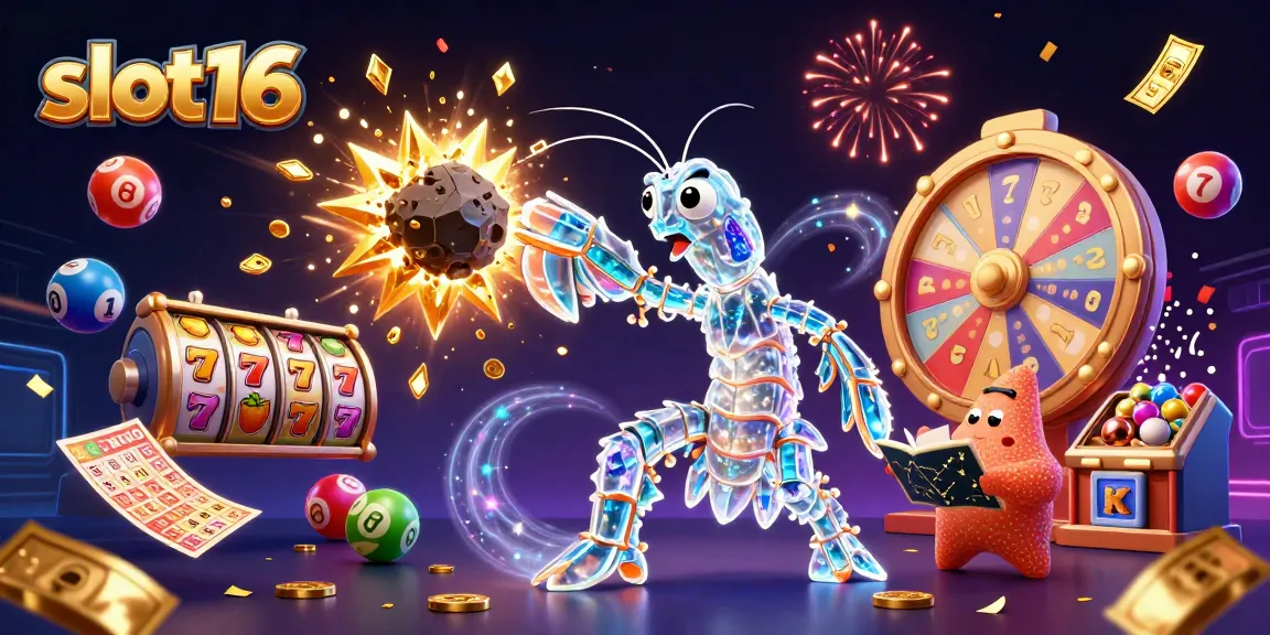 Experience thrilling wins at slot16 with a vibrant, dynamic casino scene filled with excitement.