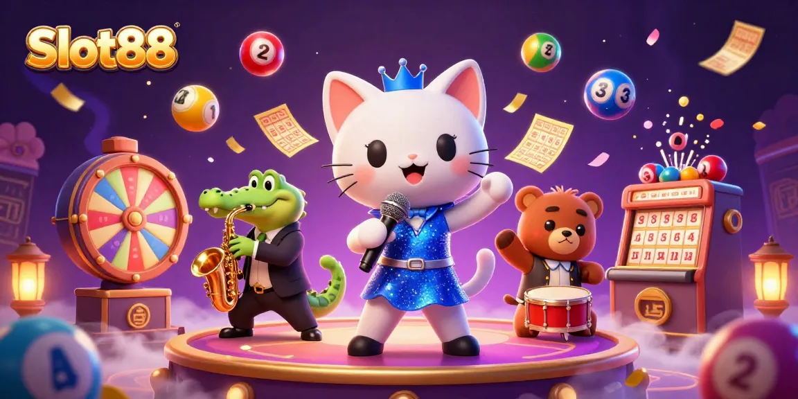 Slot88 menawarkan ilustrasi kasino 3D penuh warna dengan karakter lucu dan elemen menarik.