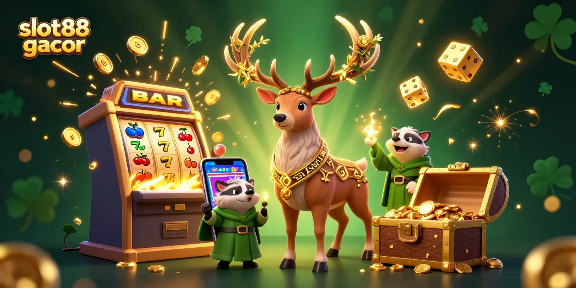 Win big with slot88 gacor at this vibrant illustrated casino scene full of excitement.