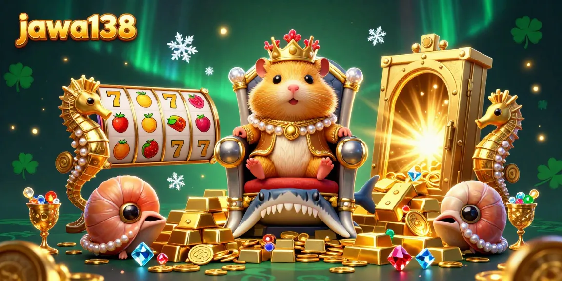 Experience big wins with jawa138 in this vibrant 3D casino-themed illustration showcasing epic treasures and gambling excitement.