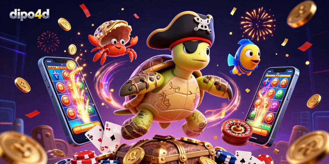 Dive into the thrilling world of dipo4d with a vibrant 3D rendering animation showcasing exciting gambling elements and characters.