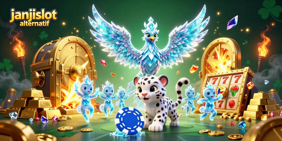 Experience the excitement of janjislot alternatif with a lively casino scene featuring colorful characters and dynamic gaming elements.