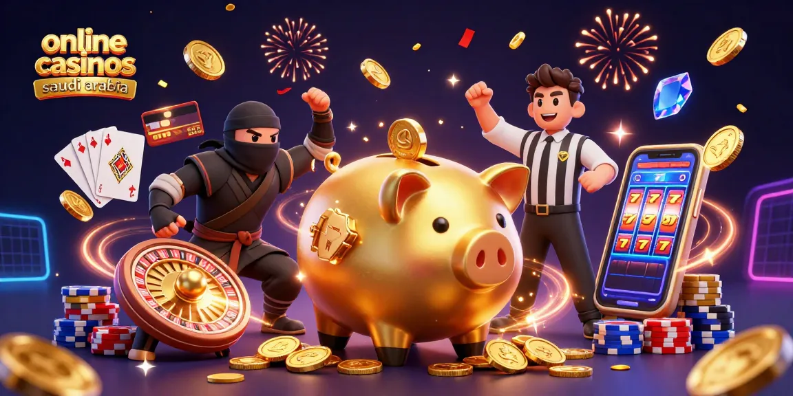 Engage in online casinos Saudi Arabia with a vibrant scene of gaming excitement featuring animated characters.