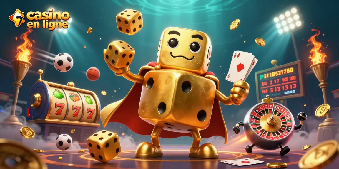 Casino en ligne : vivez l'excitation des jeux avec un golem de dés doré et des rouleaux à jackpot.
