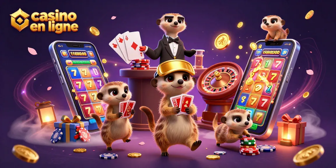 Plongez dans l'univers du casino en ligne avec cette illustration animée de personne meerkat.