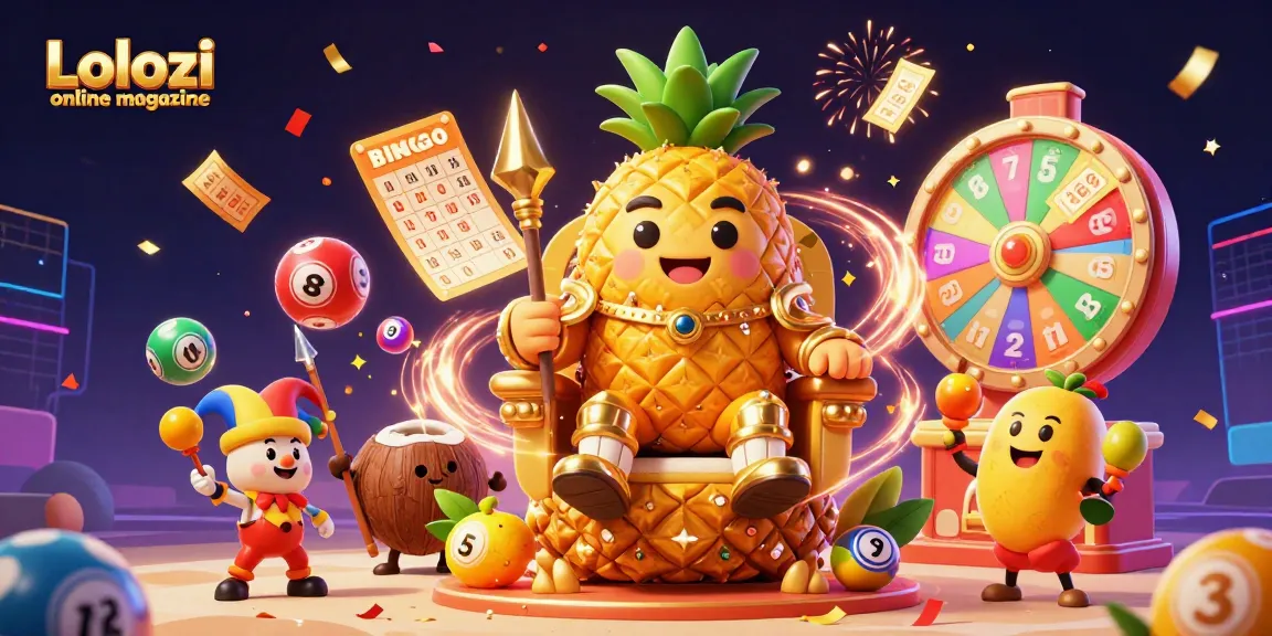 Lolozi online magazine illustrates a vibrant casino scene with lottery balls and festive characters.
