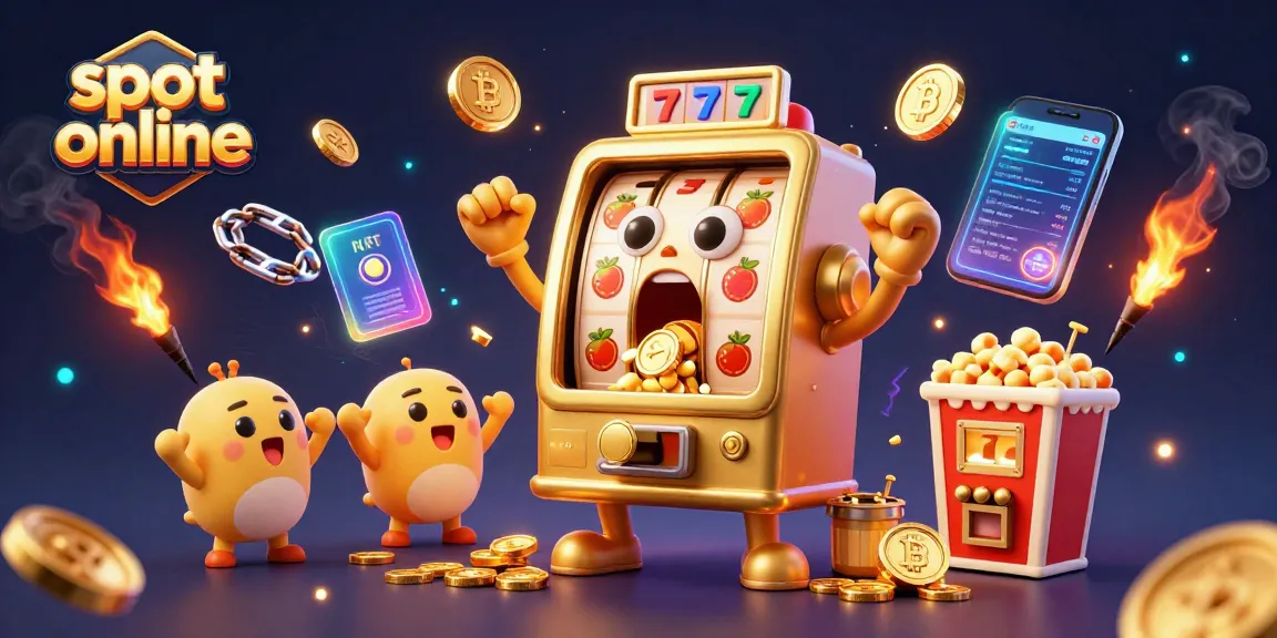 Menggulung slot online di WSLOT888 dengan mesin slot berwarna emas yang tampak bahagia saat jackpot datang.